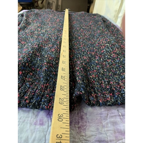 Como Black Womens Large Knit Sweater Size Large Metallic Pink Blue Wide Neck - Picture 7 of 7